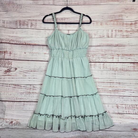 Antheaa Chiffon Babydoll Sundress XL Mint Green Ruffle Smocked Tier Summer Dress - Picture 2 of 16